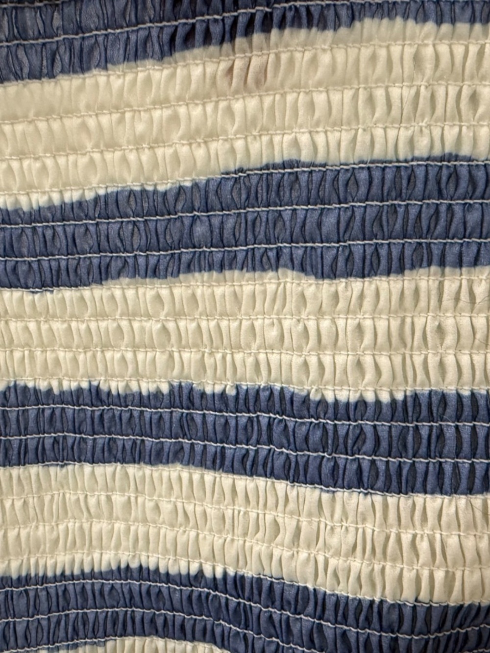 💙 STAUD Doric Crop Top XS Painted Smocked Off Shoulder Blue White Stripe - Picture 7 of 8
